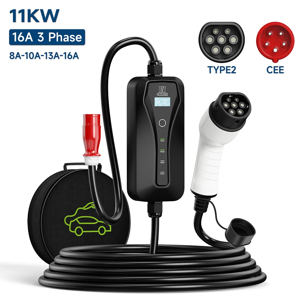 11KW 16A EV-oplader Type 2 EVS - Type 2 Portable Ev Charger 11Kw Cee recensie en prijs